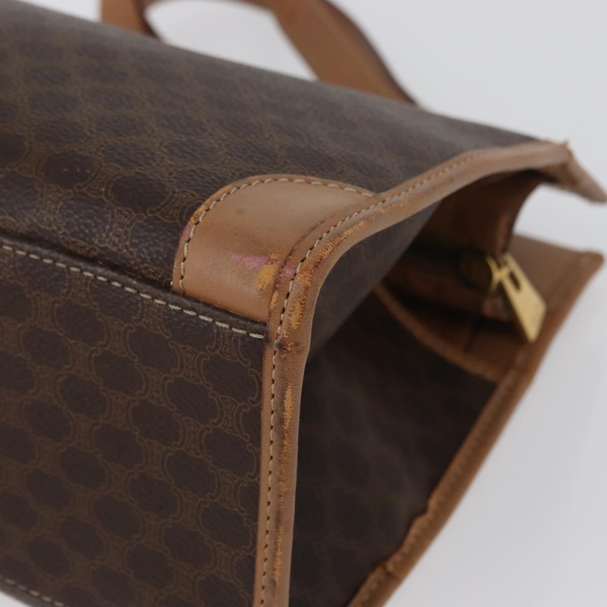 CELINE Macadam Canvas Hand Bag PVC Leather Brown Gold Auth 172965