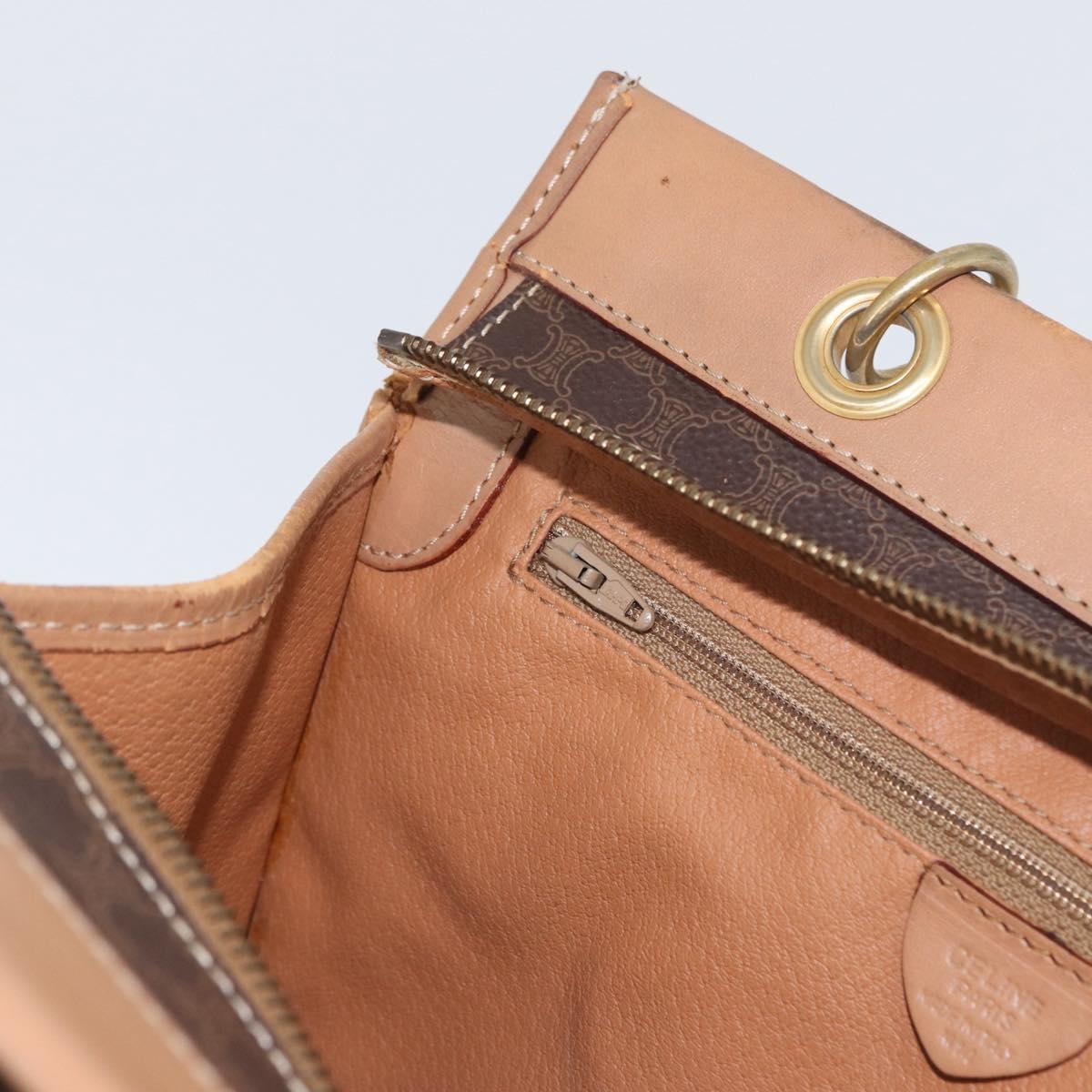 CELINE Macadam Canvas Hand Bag PVC Leather Brown Gold Auth 172965