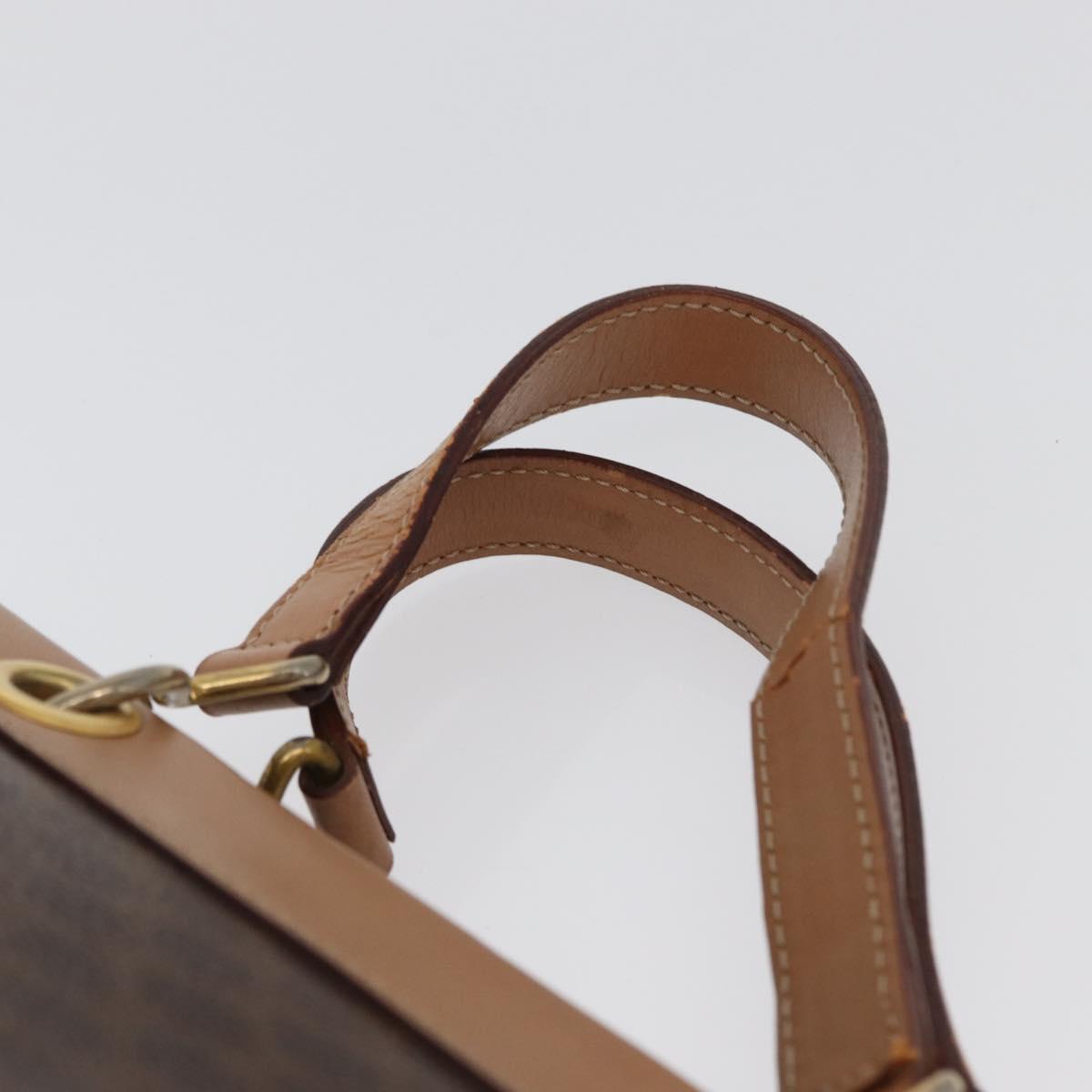 CELINE Macadam Canvas Hand Bag PVC Leather Brown Gold Auth 172965