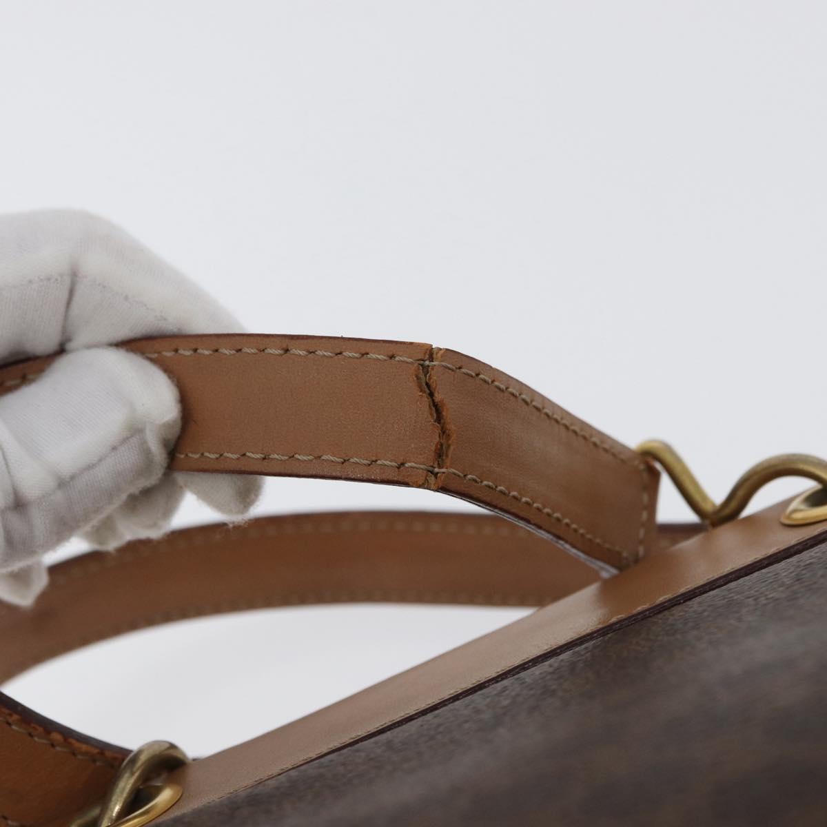 CELINE Macadam Canvas Hand Bag PVC Leather Brown Gold Auth 172965