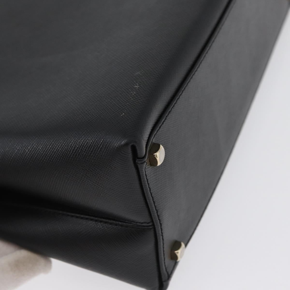 Salvatore Ferragamo Gancini Hand Bag Leather Black Gold Auth 172966