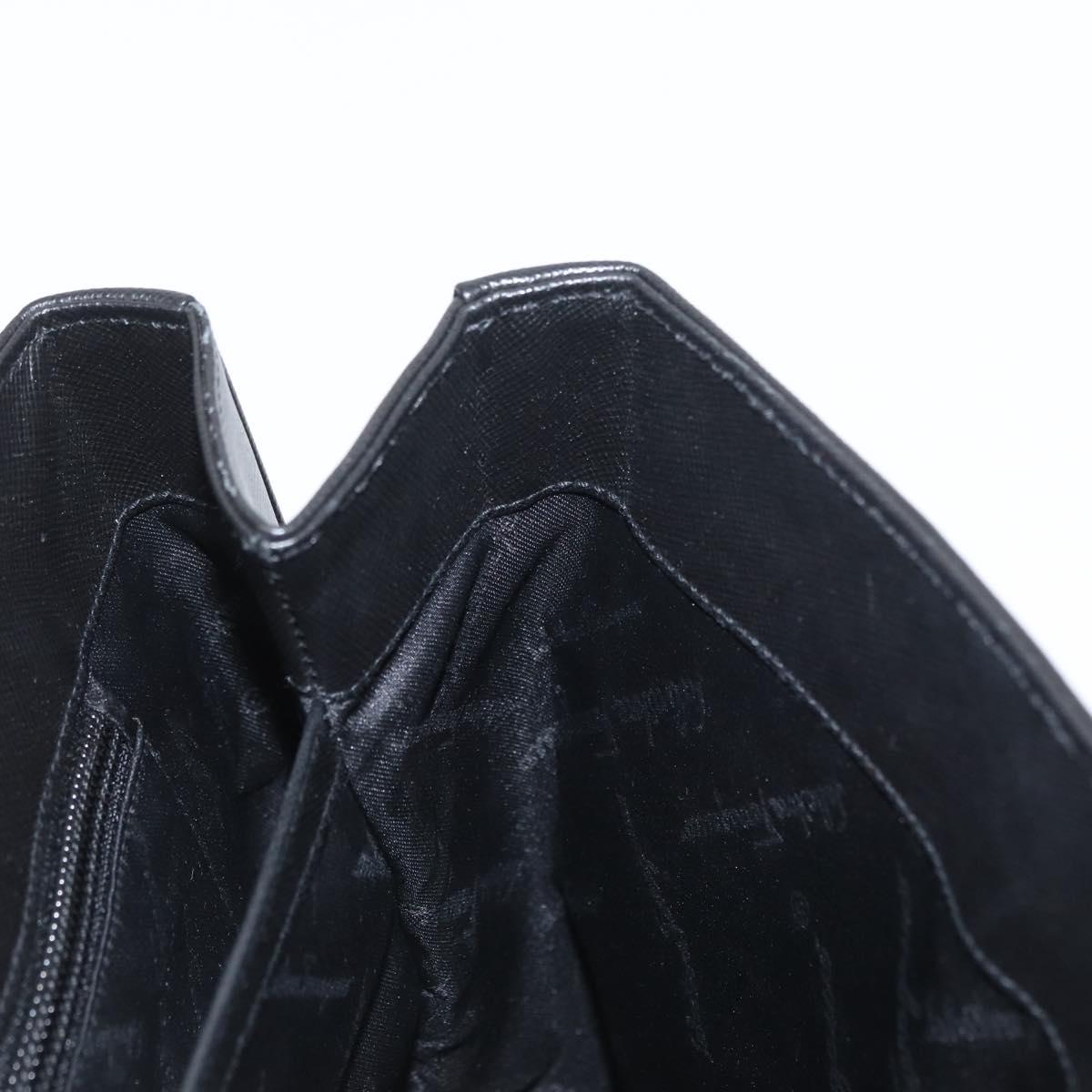 Salvatore Ferragamo Gancini Hand Bag Leather Black Gold Auth 172966