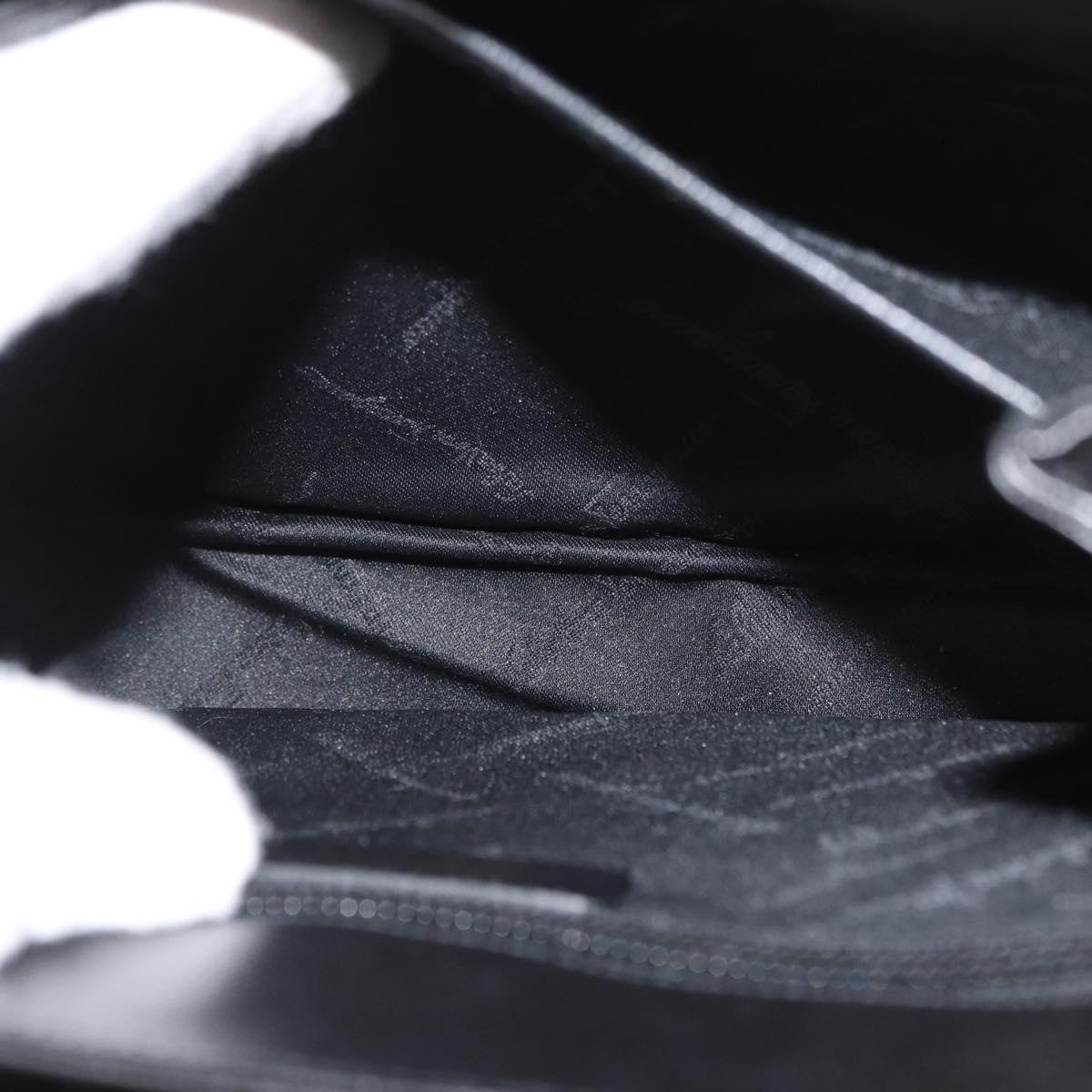 Salvatore Ferragamo Gancini Hand Bag Leather Black Gold Auth 172966