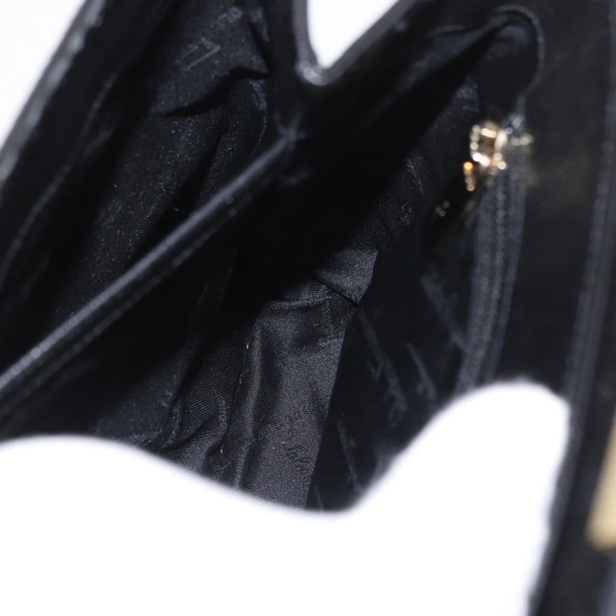 Salvatore Ferragamo Gancini Hand Bag Leather Black Gold Auth 172966