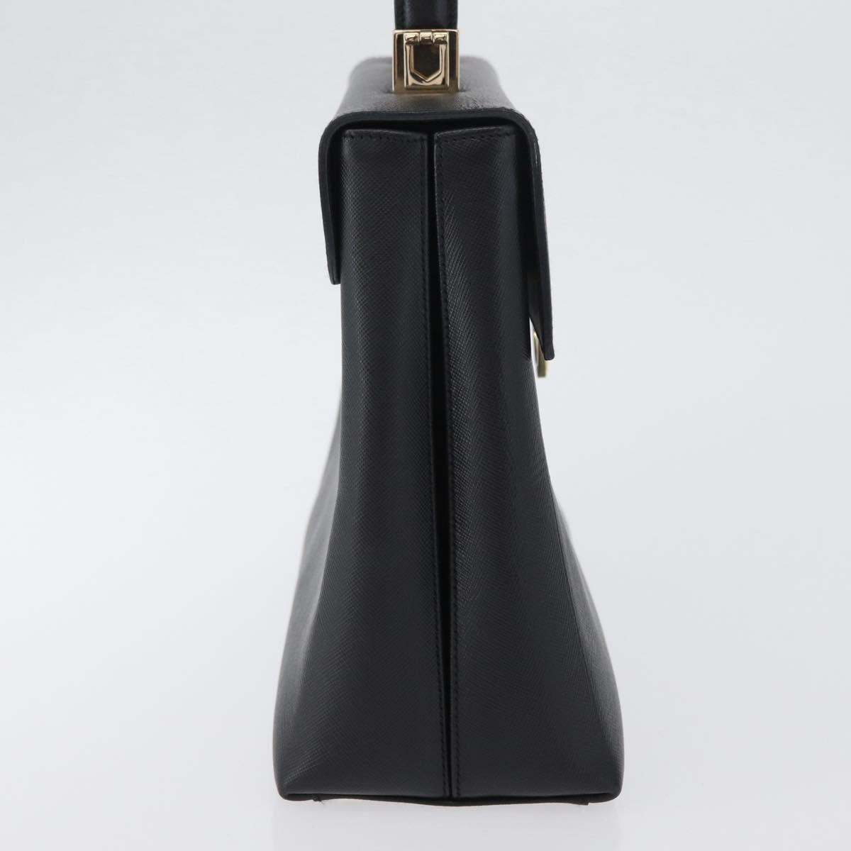 Salvatore Ferragamo Gancini Hand Bag Leather Black Gold Auth 172966