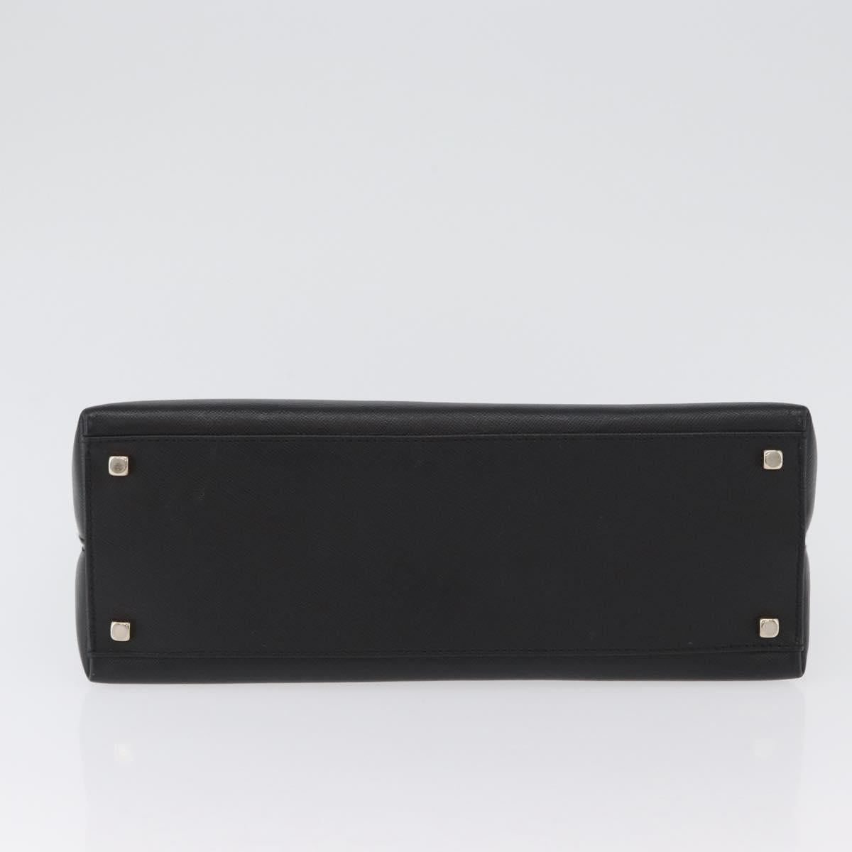 Salvatore Ferragamo Gancini Hand Bag Leather Black Gold Auth 172966