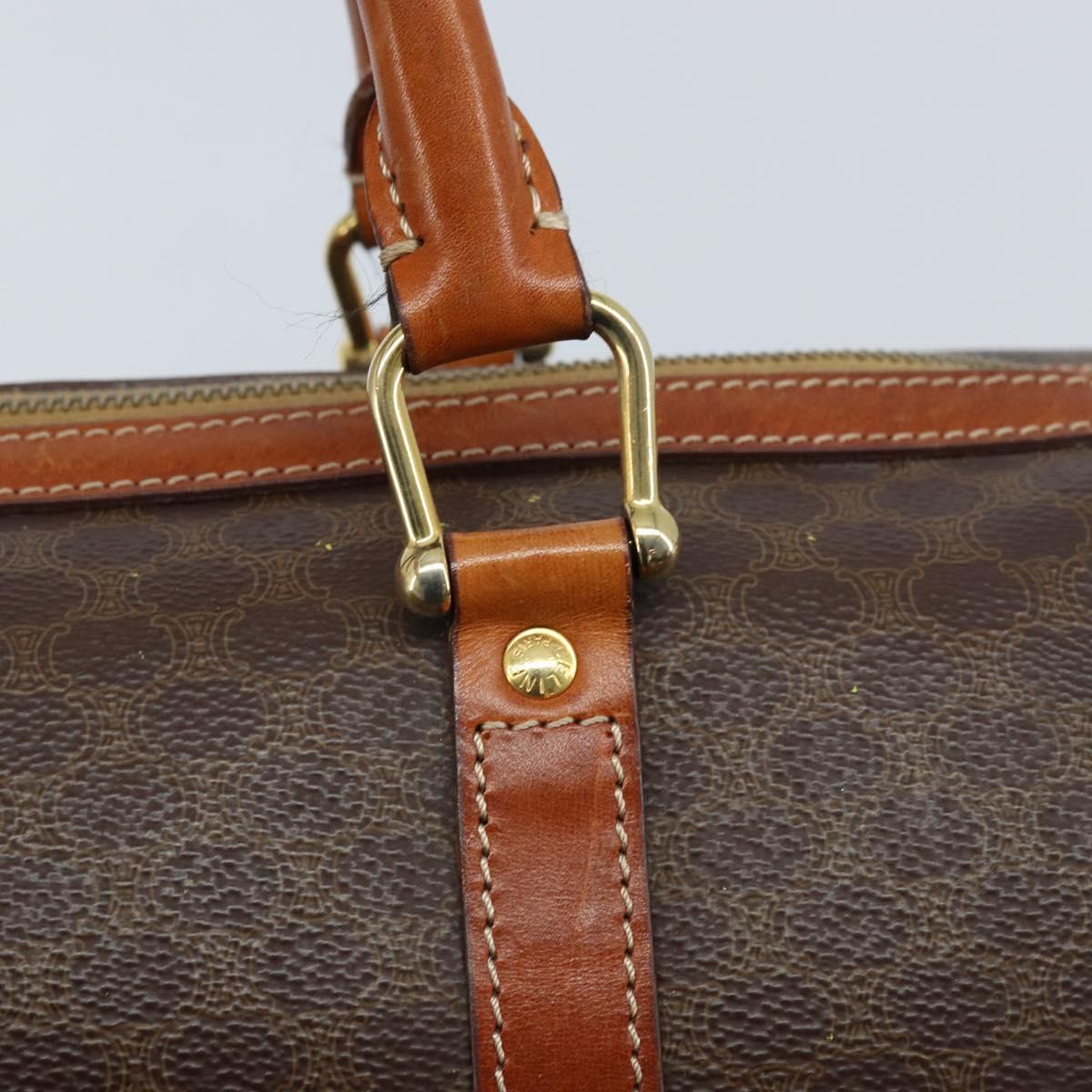 CELINE Macadam Canvas Hand Bag PVC Leather Brown Gold Auth 172968A