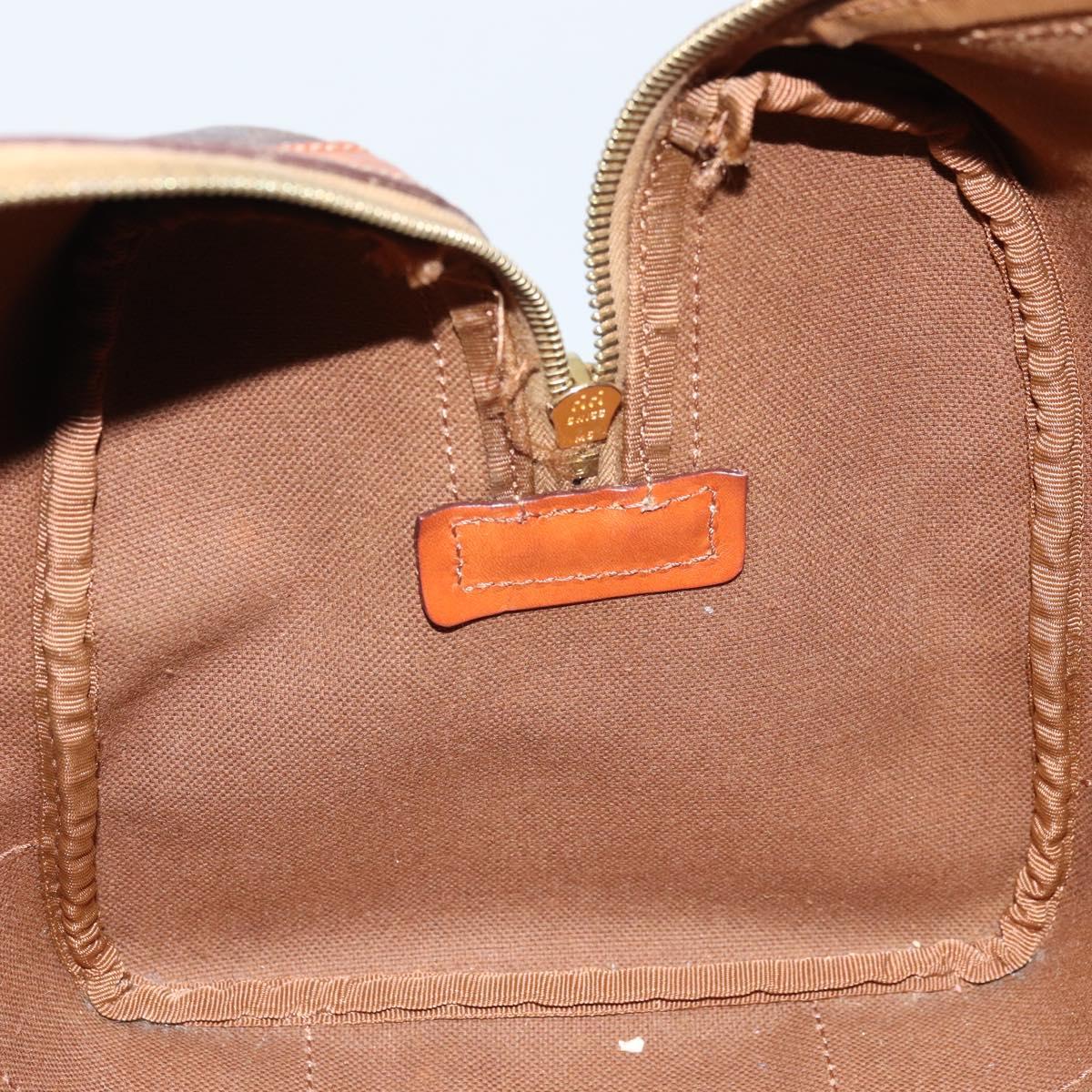 CELINE Macadam Canvas Hand Bag PVC Leather Brown Gold Auth 172968A