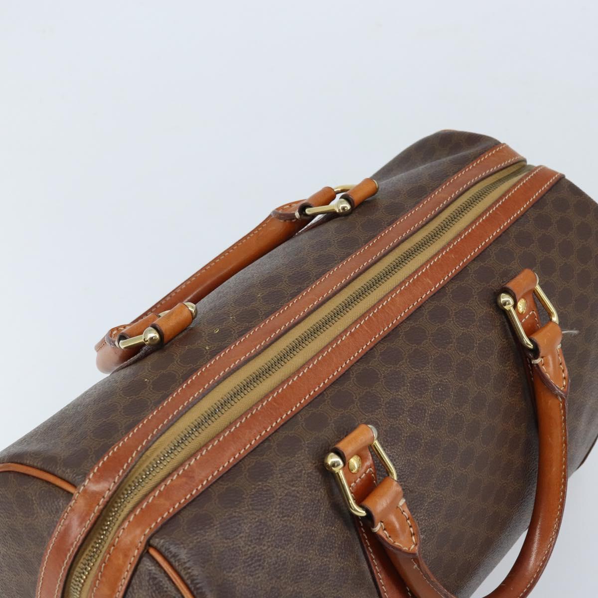 CELINE Macadam Canvas Hand Bag PVC Leather Brown Gold Auth 172968A