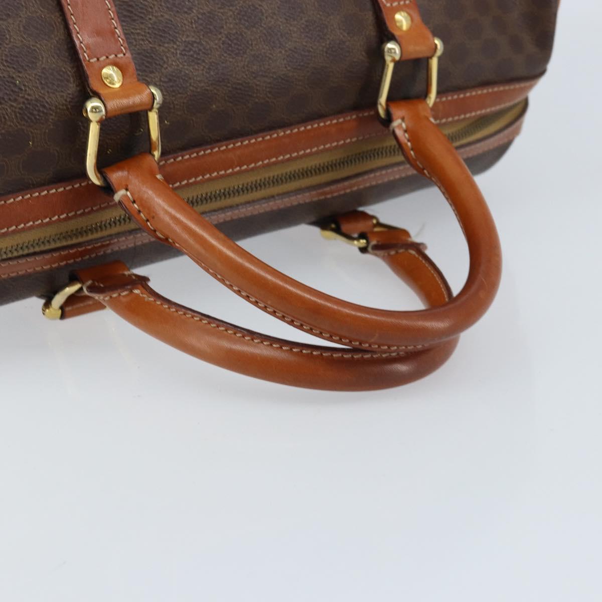 CELINE Macadam Canvas Hand Bag PVC Leather Brown Gold Auth 172968A