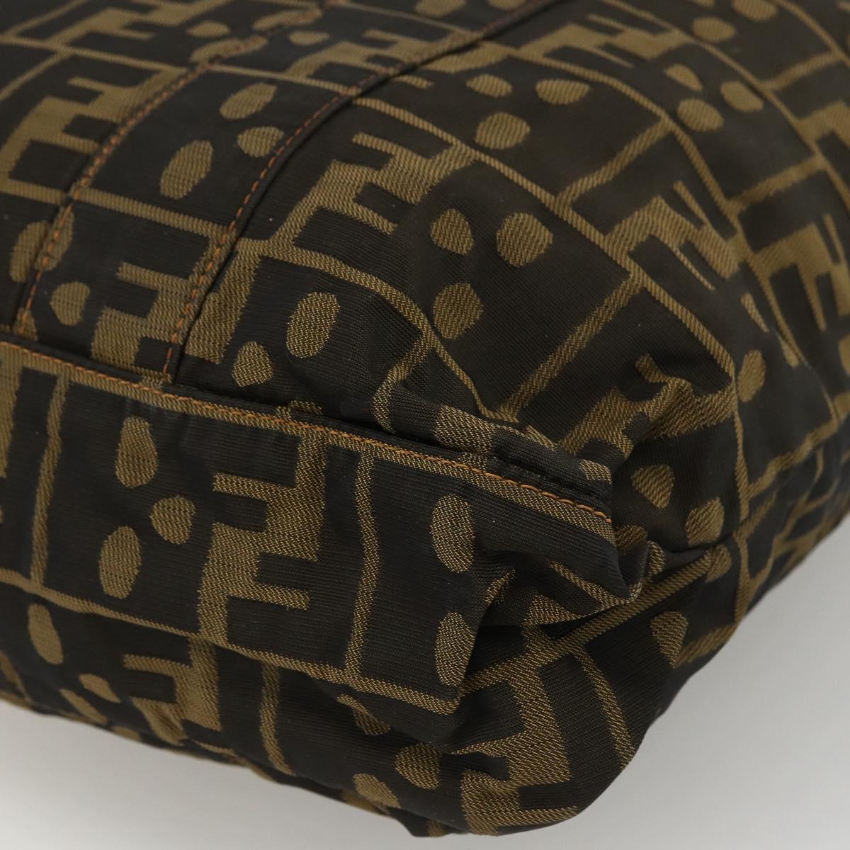 FENDI Zucca Canvas Tote Bag Brown Black Auth 172970
