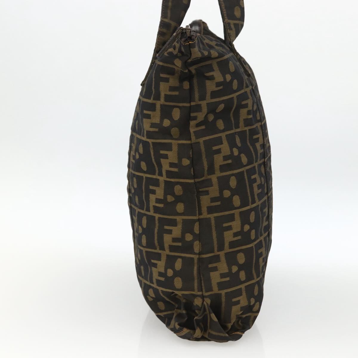 FENDI Zucca Canvas Tote Bag Brown Black Auth 172970