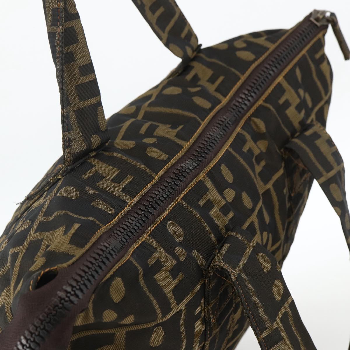 FENDI Zucca Canvas Tote Bag Brown Black Auth 172970