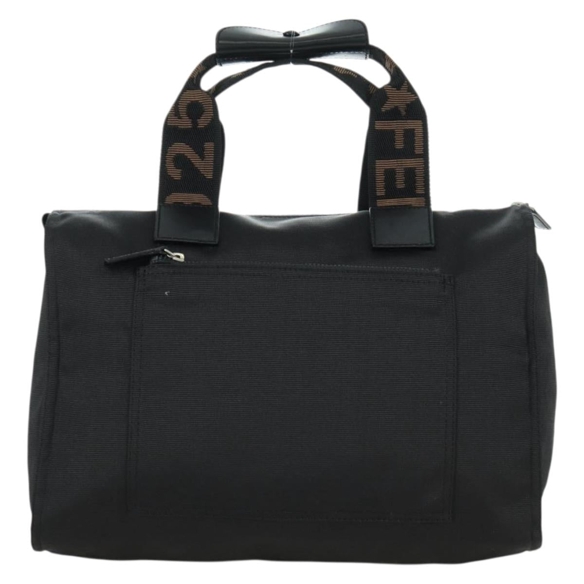 FENDI Hand Bag Nylon Black Silver Auth 172972V