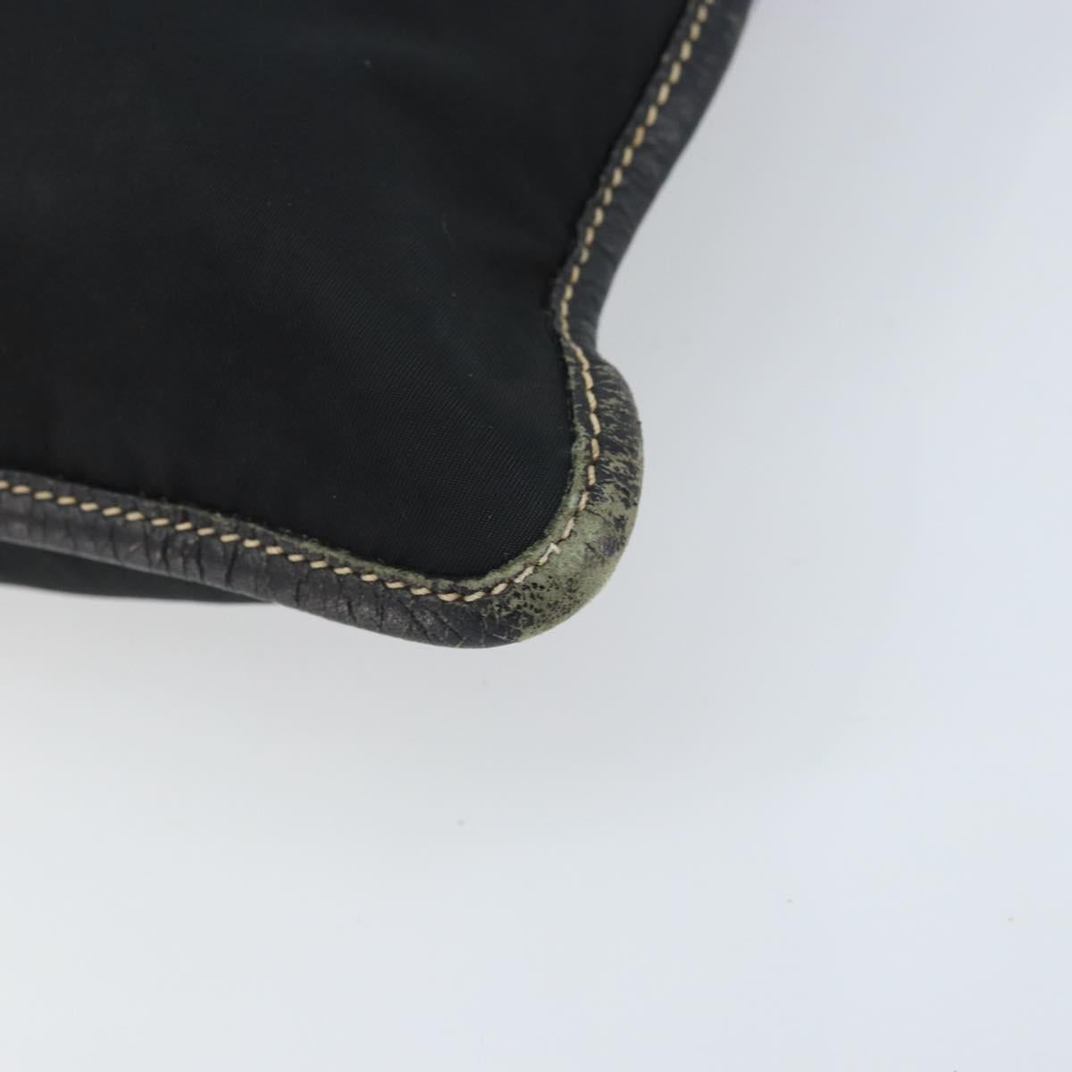 PRADA Tote Bag Nylon Black Silver Auth 172974