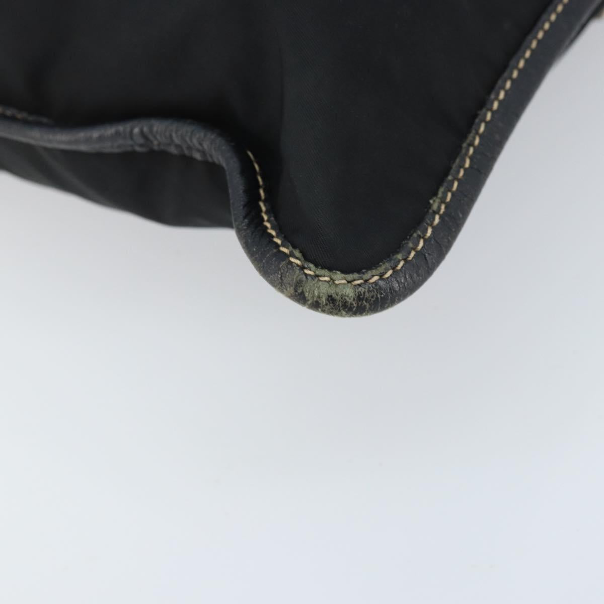 PRADA Tote Bag Nylon Black Silver Auth 172974