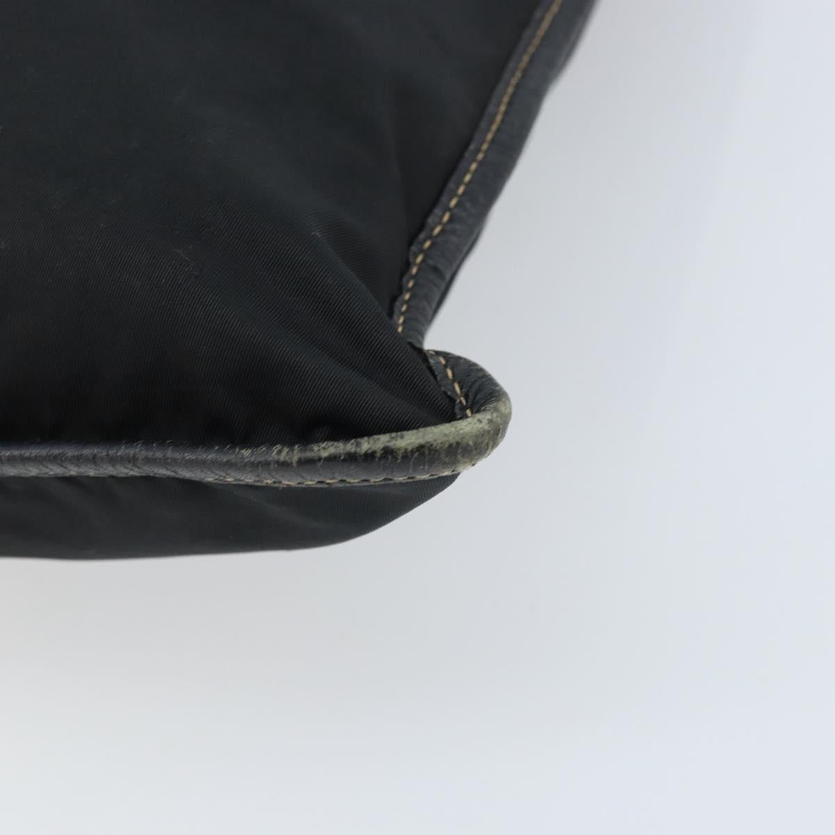 PRADA Tote Bag Nylon Black Silver Auth 172974