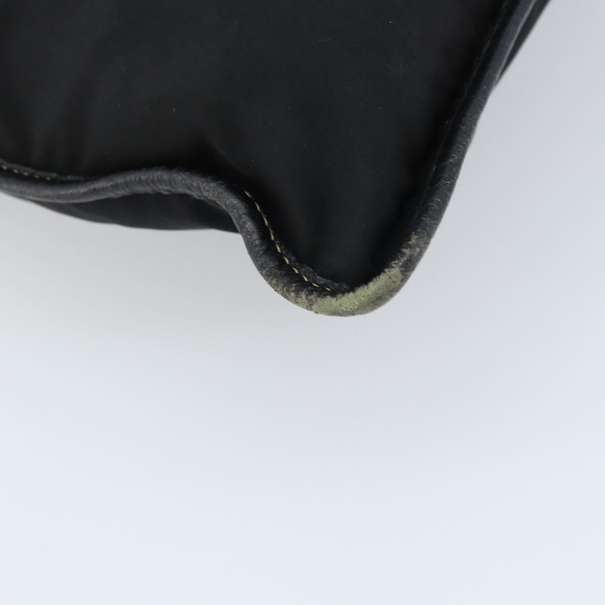 PRADA Tote Bag Nylon Black Silver Auth 172974