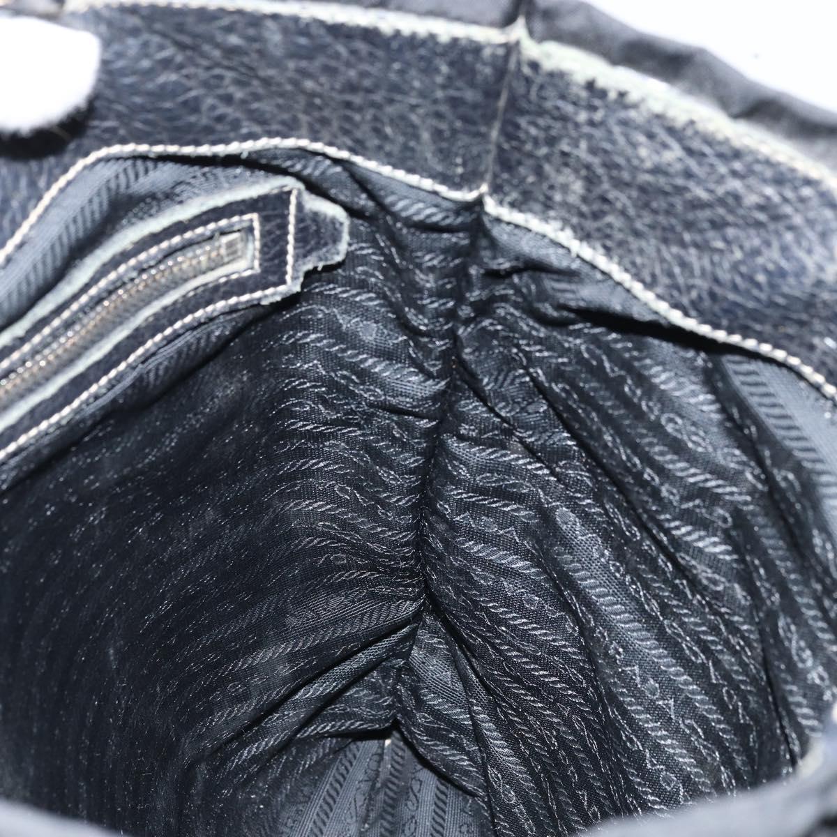 PRADA Tote Bag Nylon Black Silver Auth 172974