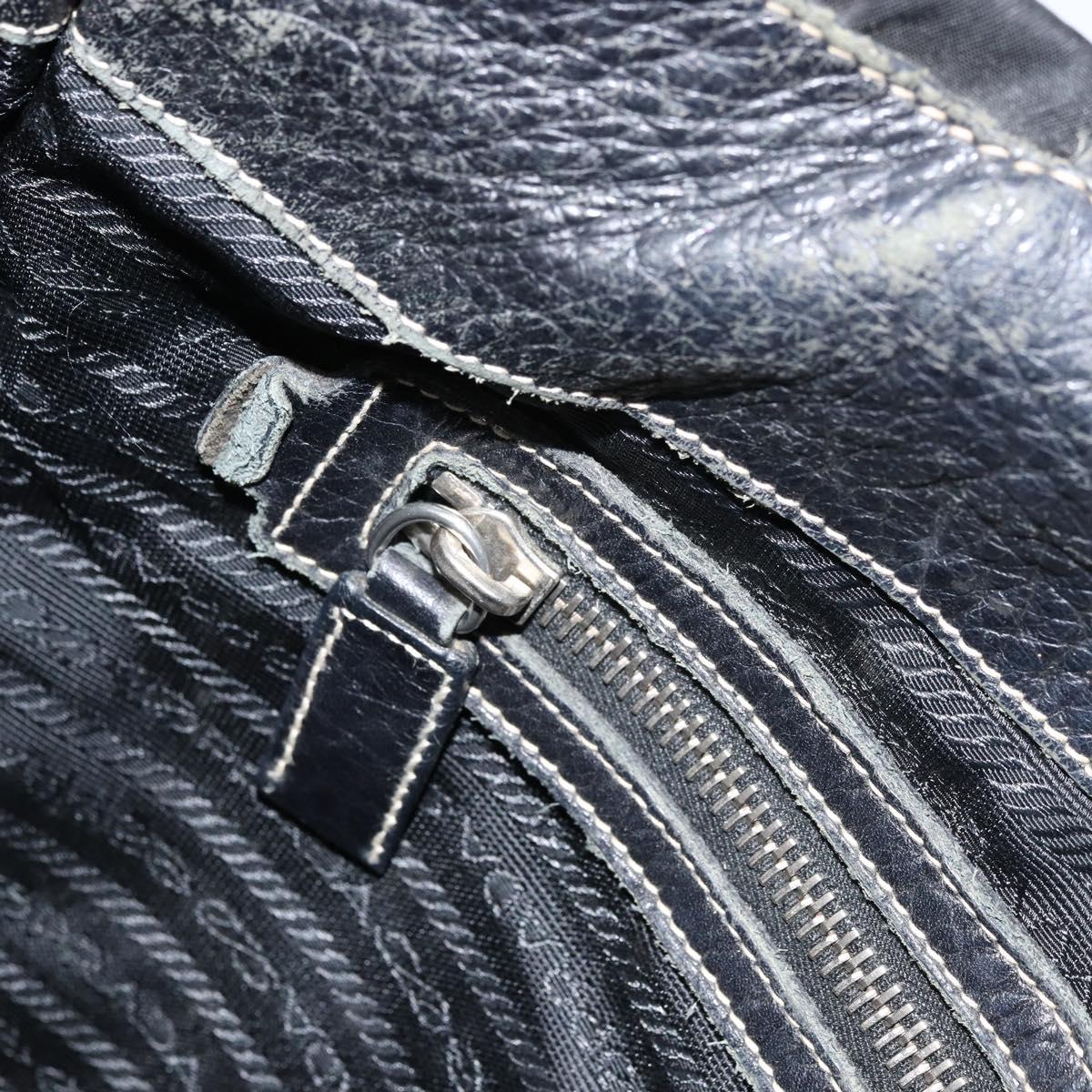 PRADA Tote Bag Nylon Black Silver Auth 172974