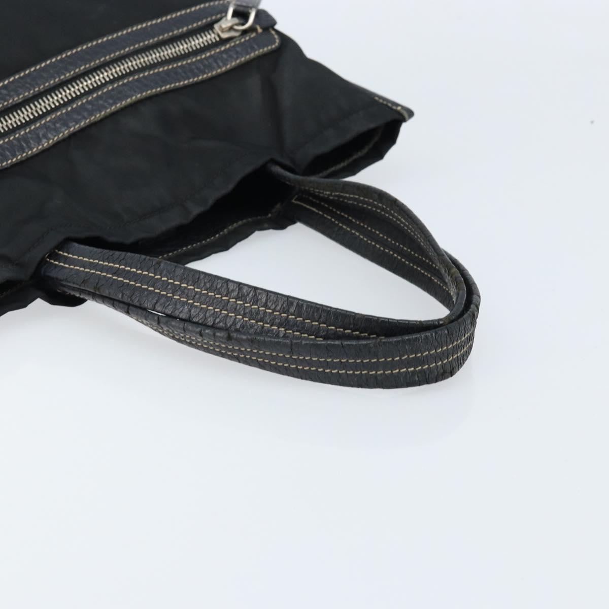 PRADA Tote Bag Nylon Black Silver Auth 172974