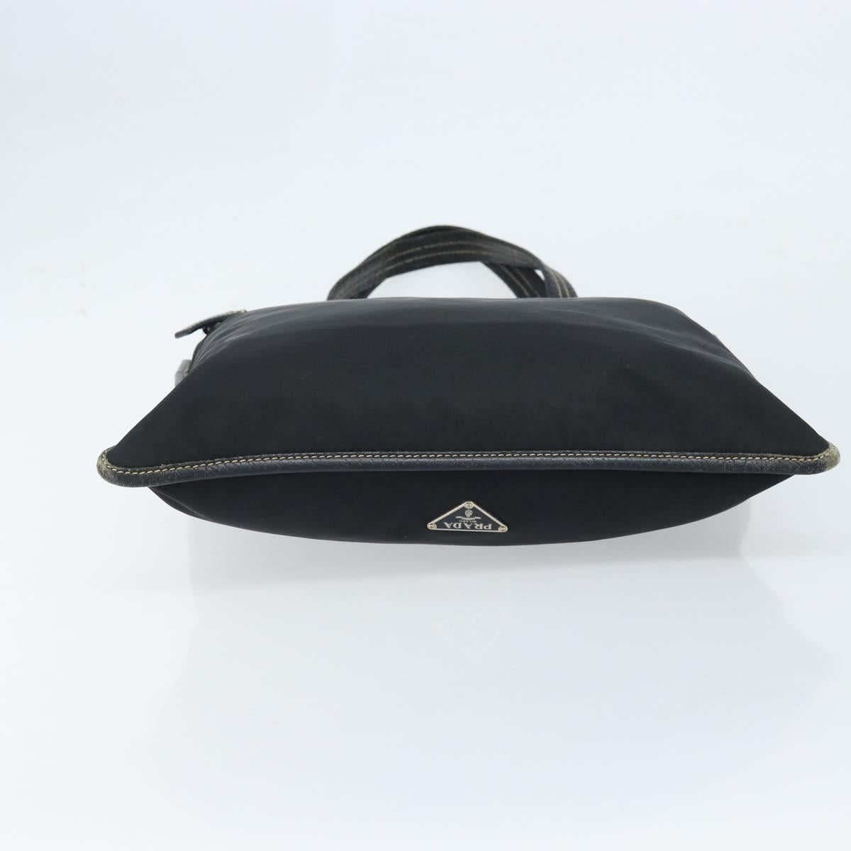 PRADA Tote Bag Nylon Black Silver Auth 172974