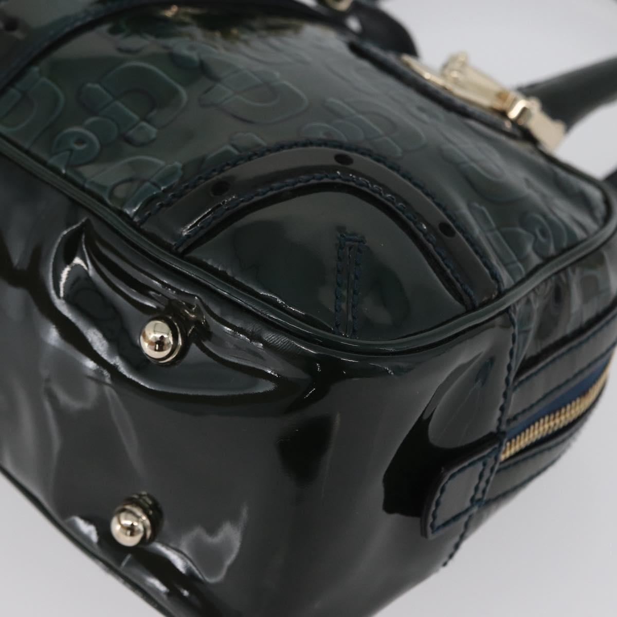 GUCCI Horsebit Hand Bag Patent leather Green Gold 145772 Auth 172977