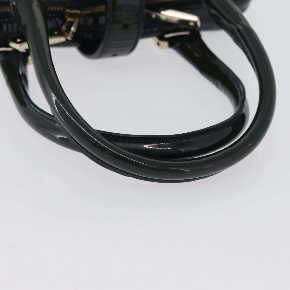 GUCCI Horsebit Hand Bag Patent leather Green Gold 145772 Auth 172977