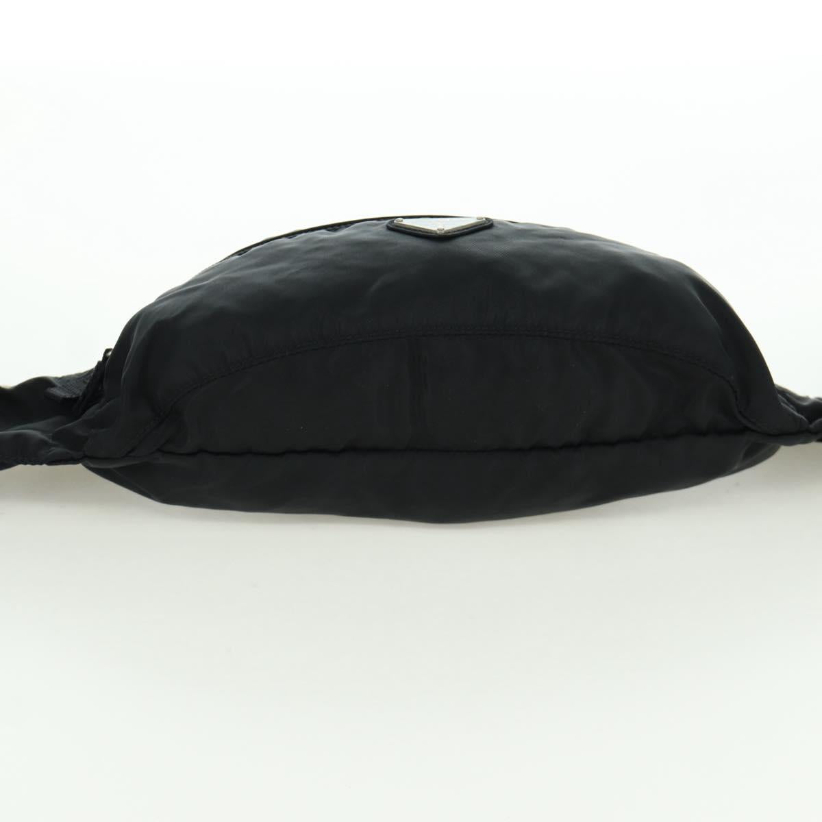 PRADA Waist bag Nylon Black Silver Auth 172984V