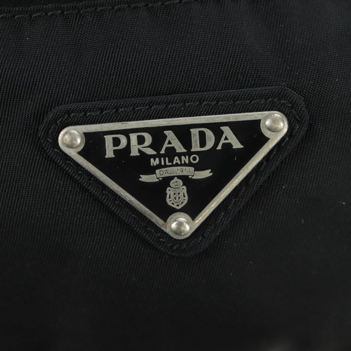 PRADA Waist bag Nylon Black Silver Auth 172984V