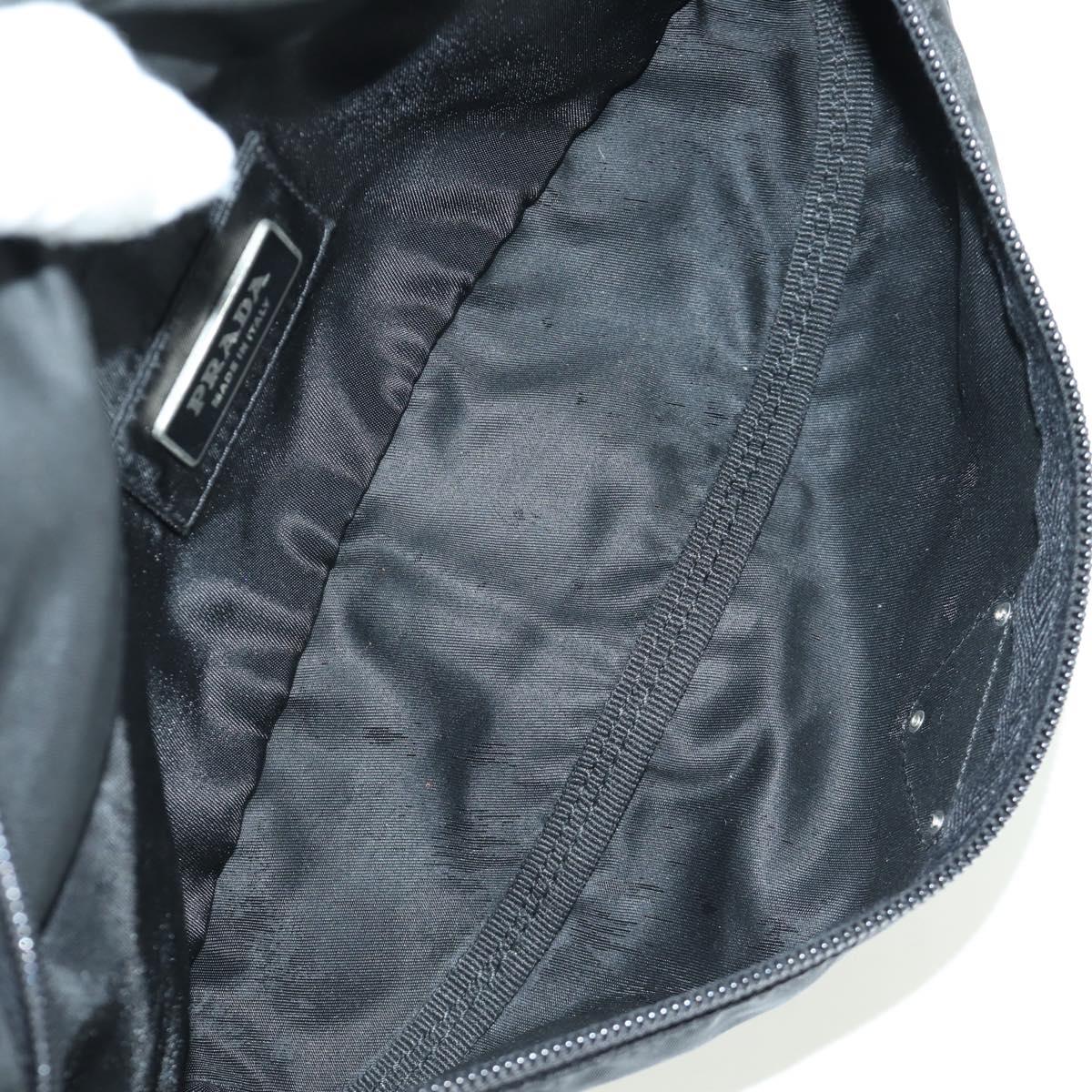 PRADA Waist bag Nylon Black Silver Auth 172984V