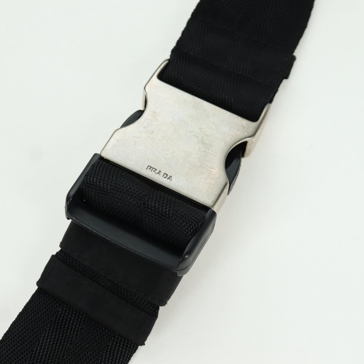 PRADA Waist bag Nylon Black Silver Auth 172984V