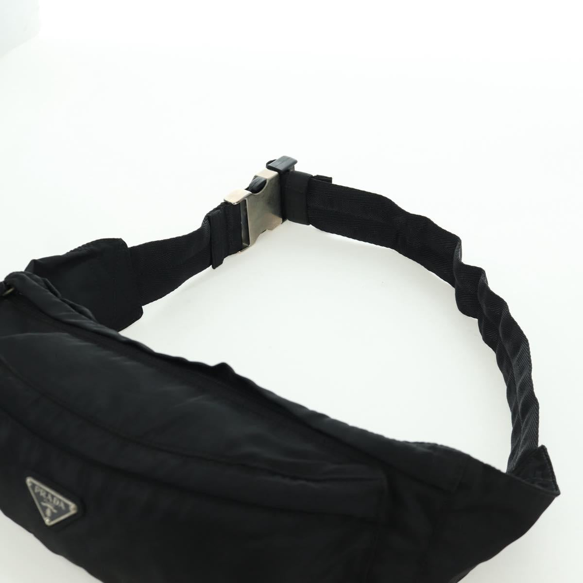 PRADA Waist bag Nylon Black Silver Auth 172984V