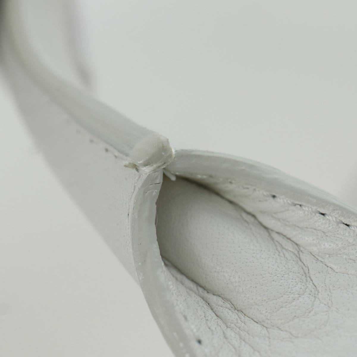 Christian Dior Canage Hand Bag Leather White Silver Auth 172986A