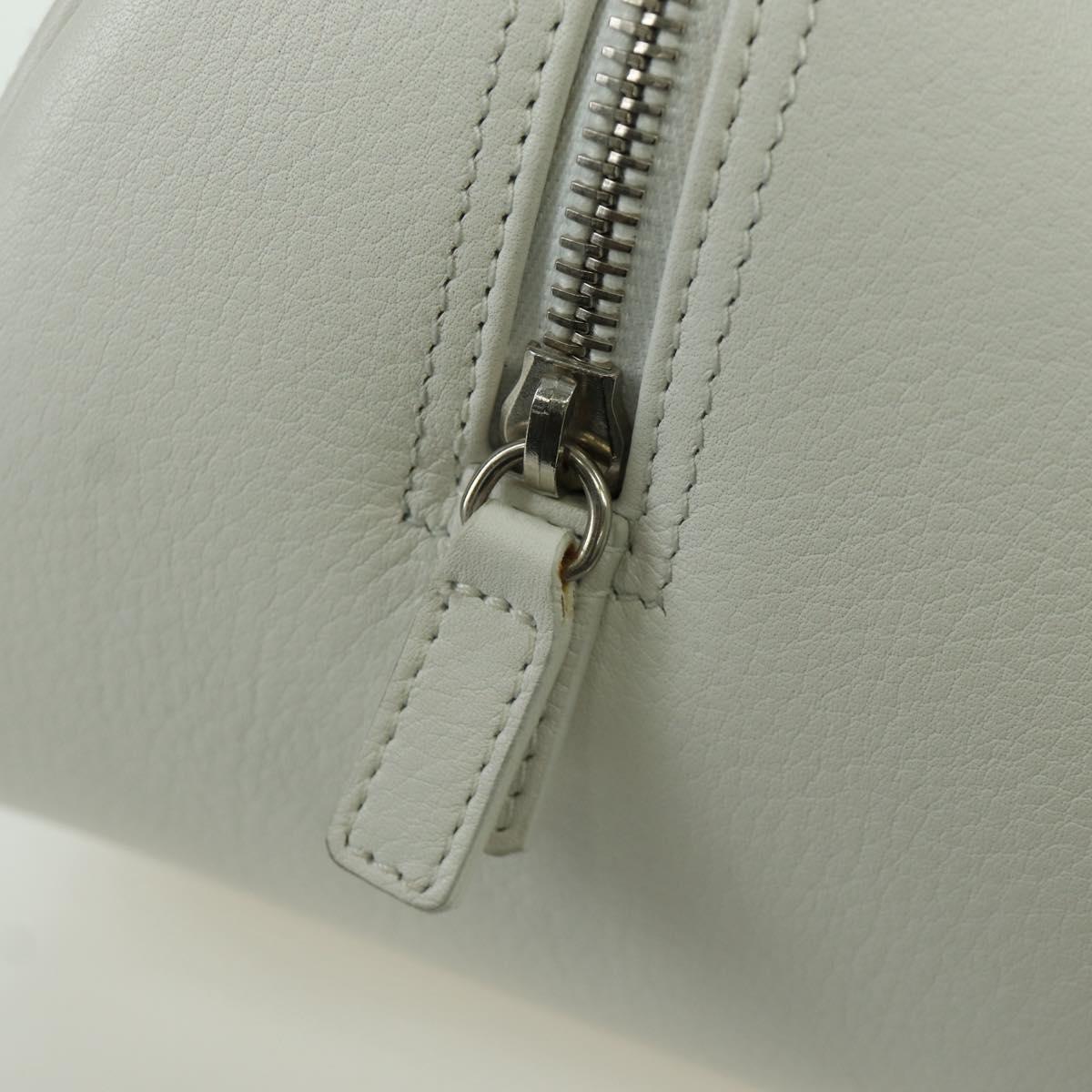 Christian Dior Canage Hand Bag Leather White Silver Auth 172986A