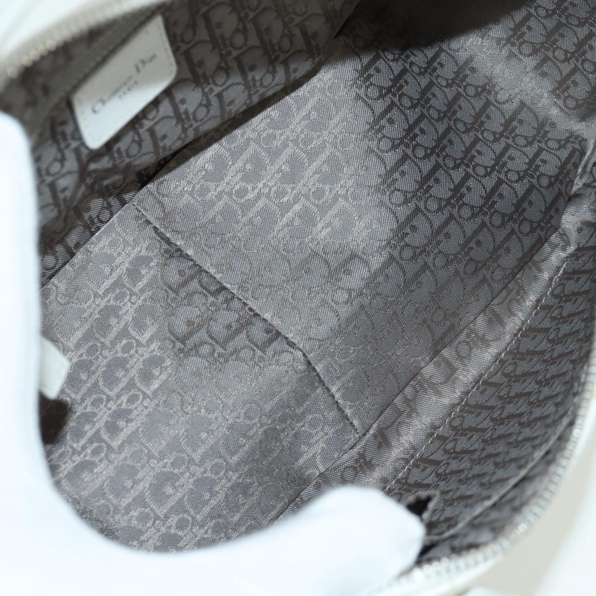 Christian Dior Canage Hand Bag Leather White Silver Auth 172986A