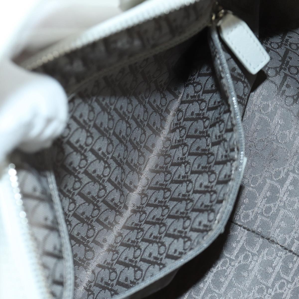 Christian Dior Canage Hand Bag Leather White Silver Auth 172986A