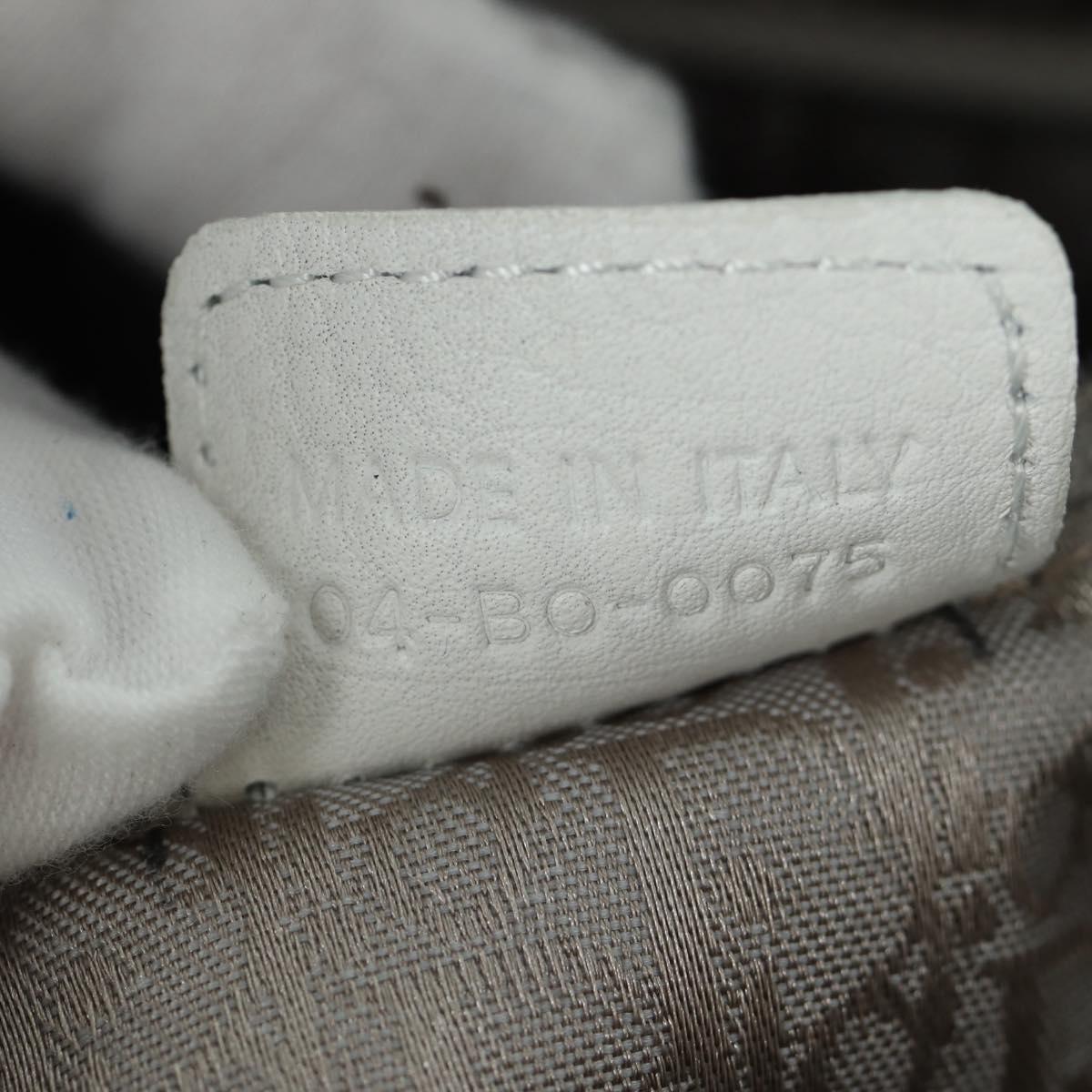 Christian Dior Canage Hand Bag Leather White Silver Auth 172986A