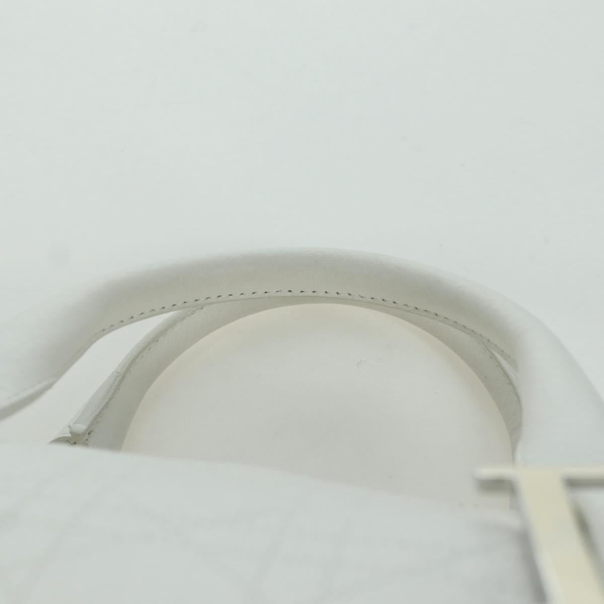 Christian Dior Canage Hand Bag Leather White Silver Auth 172986A
