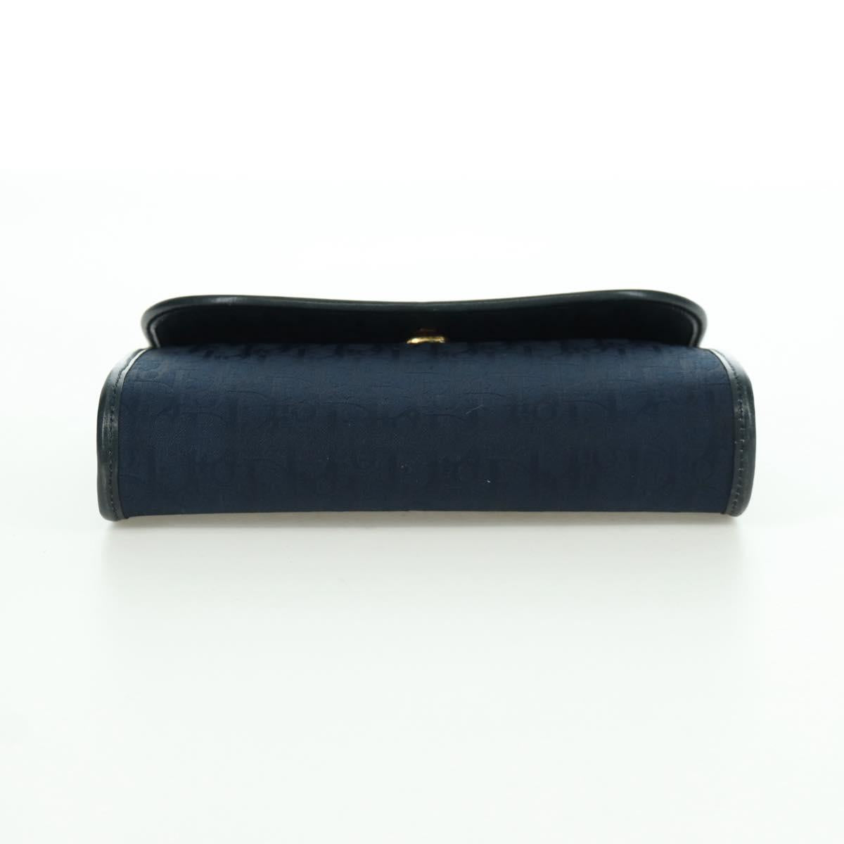 Christian Dior Trotter Canvas Chain Shoulder Bag Navy Gold Auth 172987V