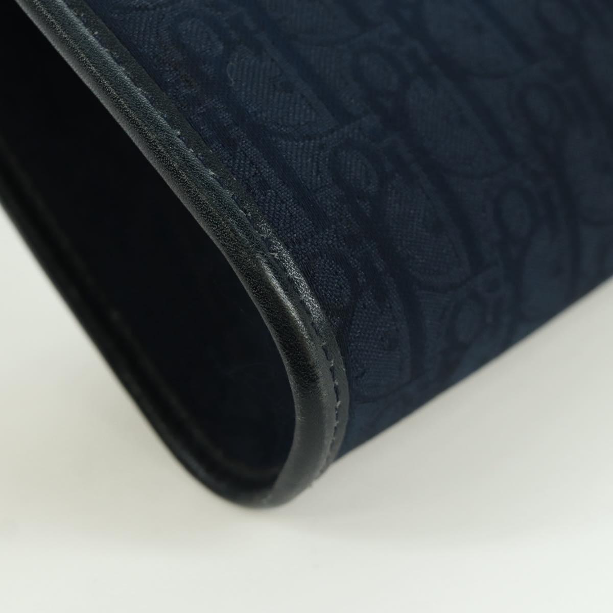 Christian Dior Trotter Canvas Chain Shoulder Bag Navy Gold Auth 172987V