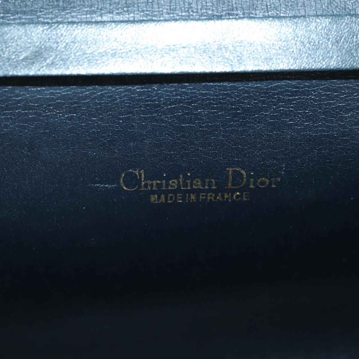 Christian Dior Trotter Canvas Chain Shoulder Bag Navy Gold Auth 172987V