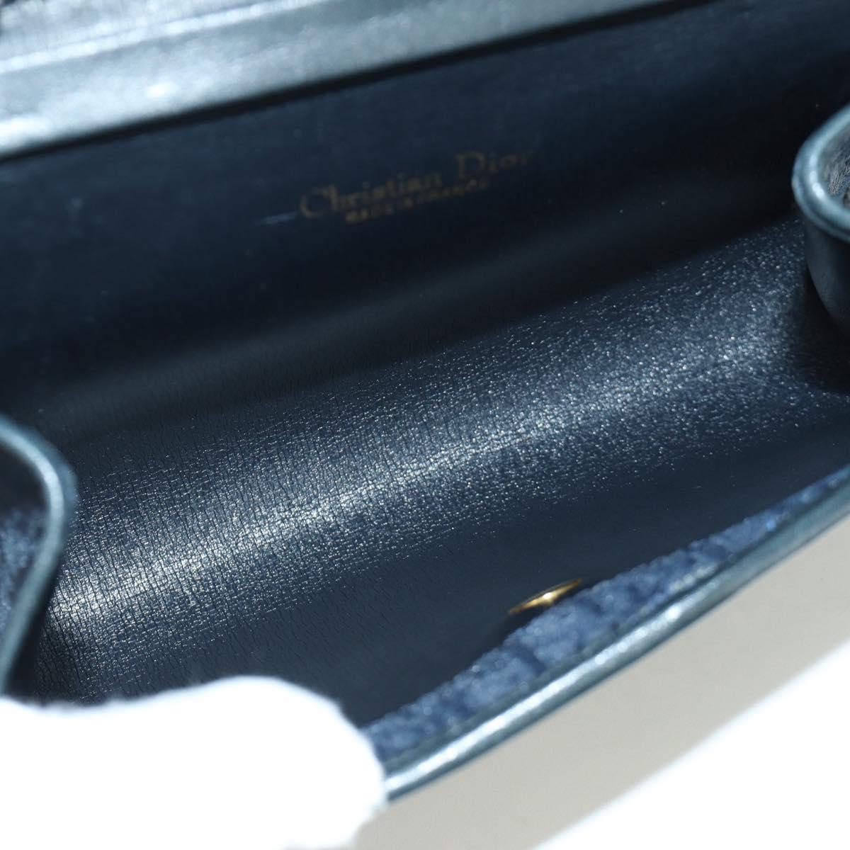 Christian Dior Trotter Canvas Chain Shoulder Bag Navy Gold Auth 172987V