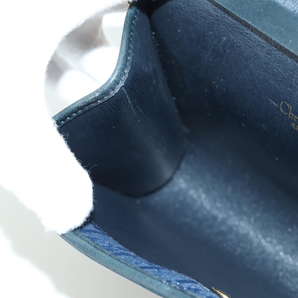 Christian Dior Trotter Canvas Chain Shoulder Bag Navy Gold Auth 172987V