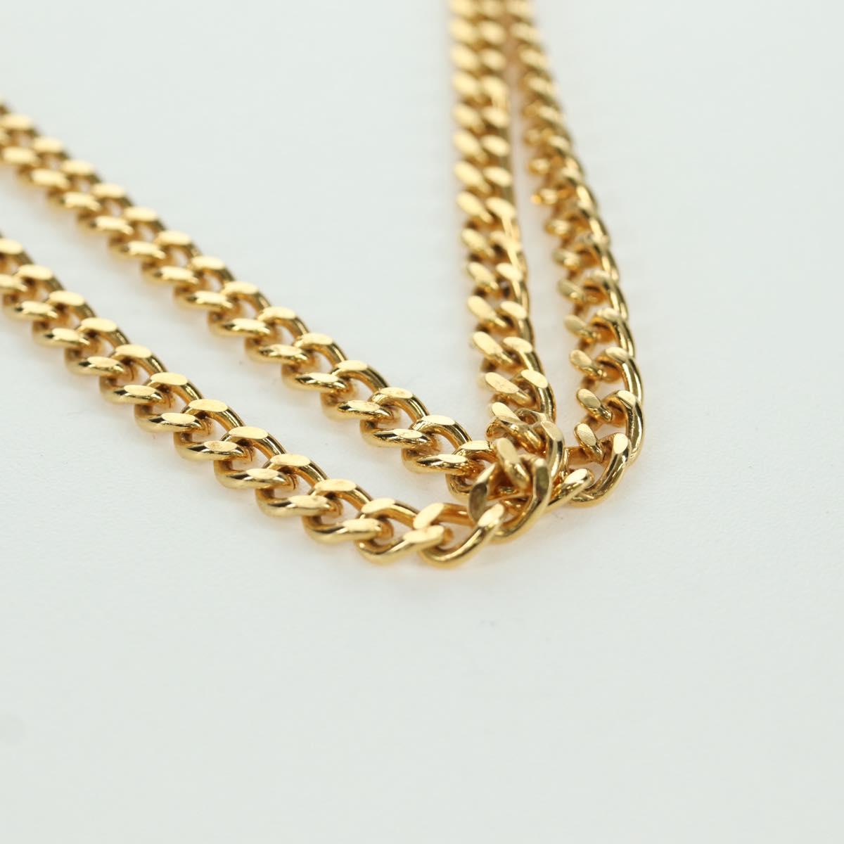 Christian Dior Trotter Canvas Chain Shoulder Bag Navy Gold Auth 172987V