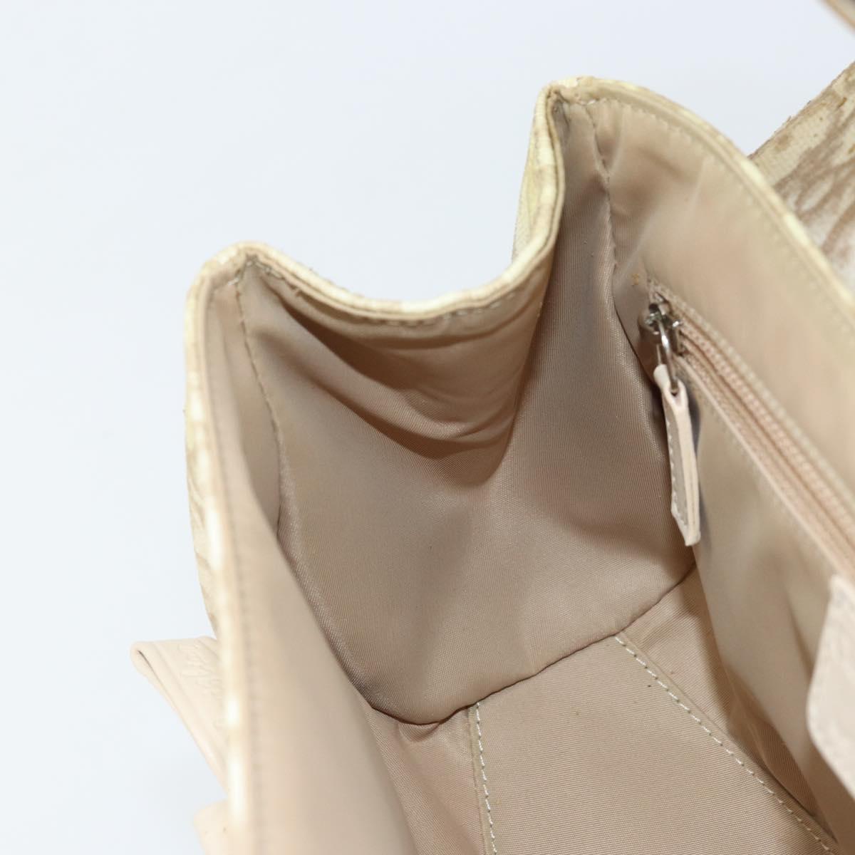 Christian Dior Trotter Canvas Chain Hand Bag PVC Beige Silver Auth 172988