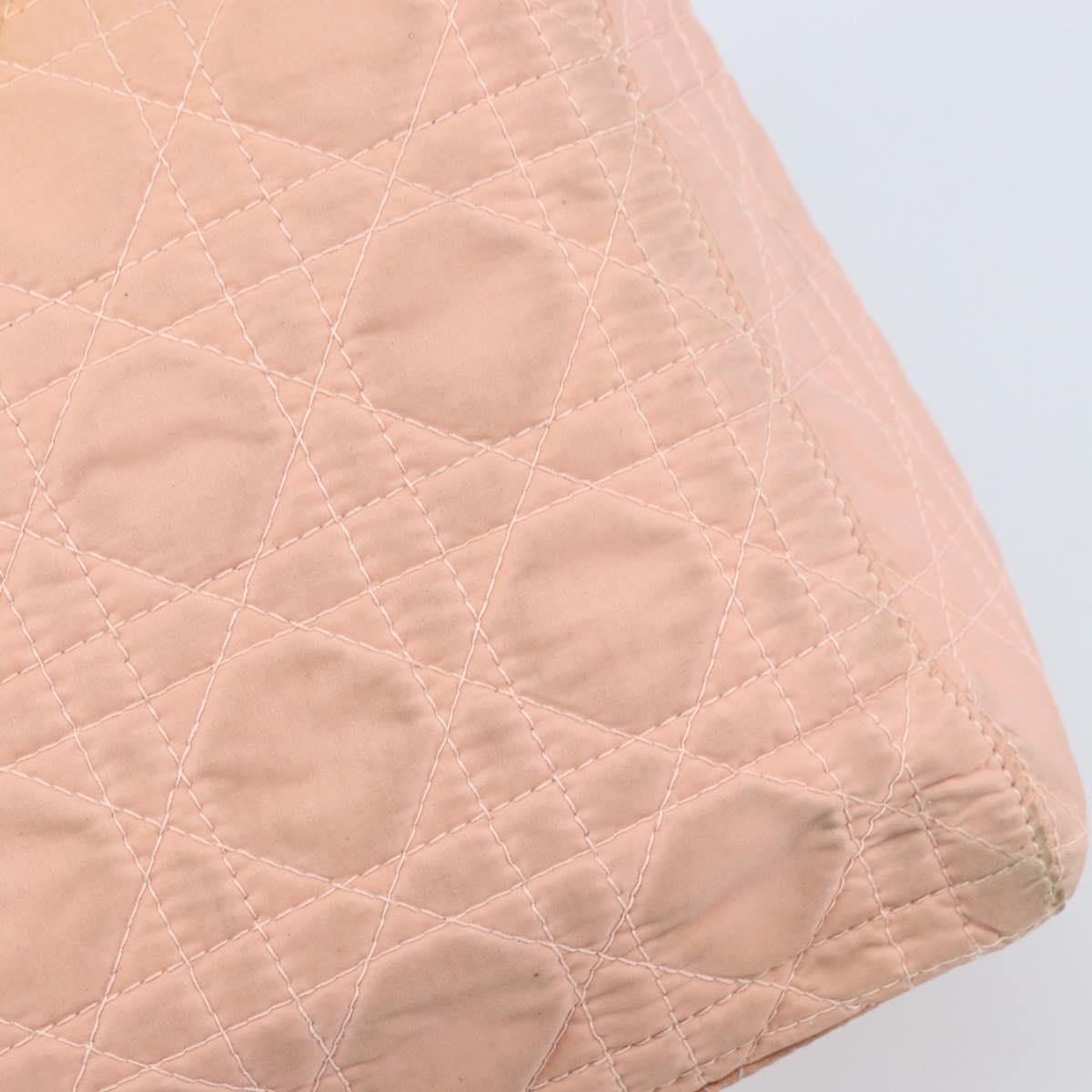 Christian Dior Lady Dior Hand Bag Nylon Pink Silver Auth 173001