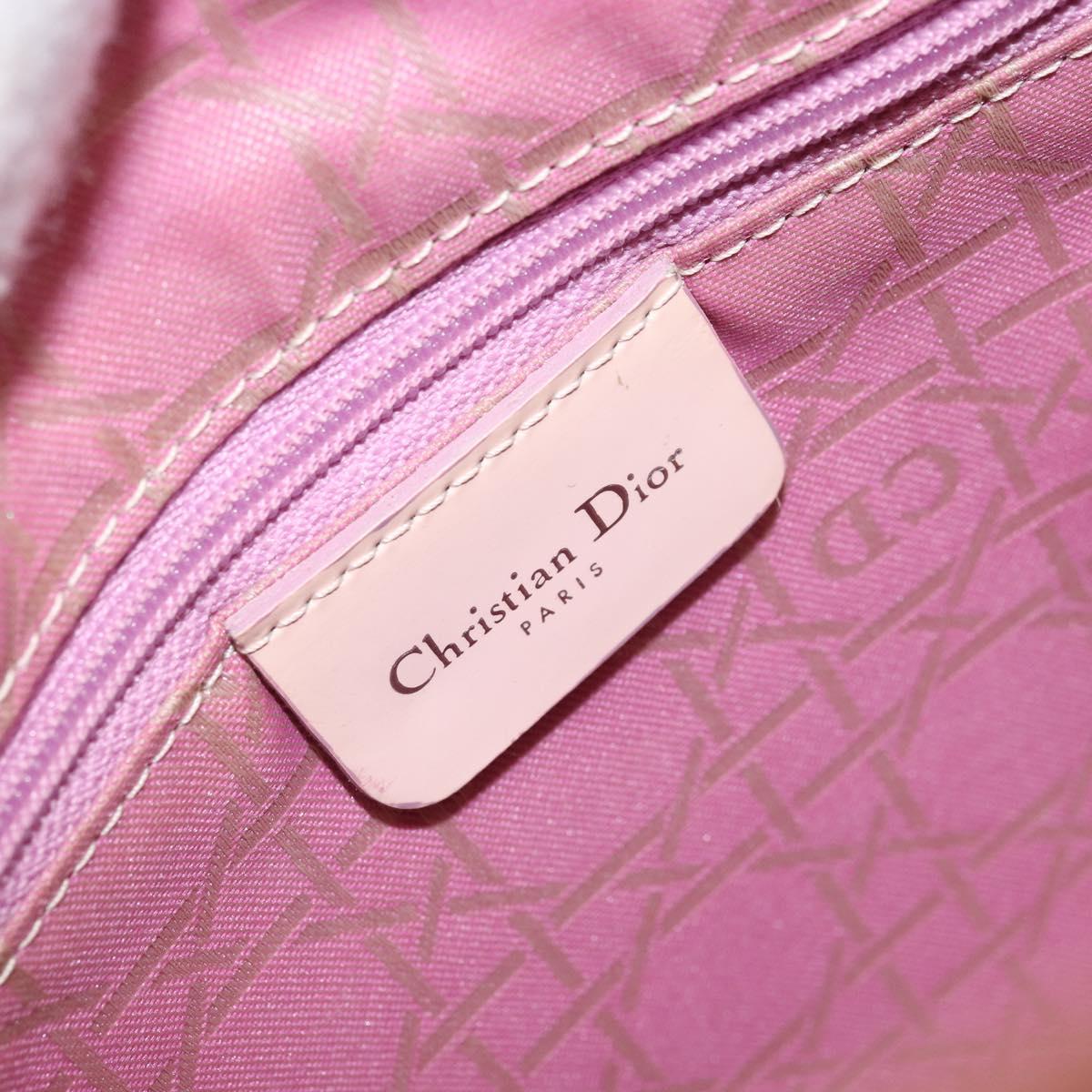 Christian Dior Lady Dior Hand Bag Nylon Pink Silver Auth 173001