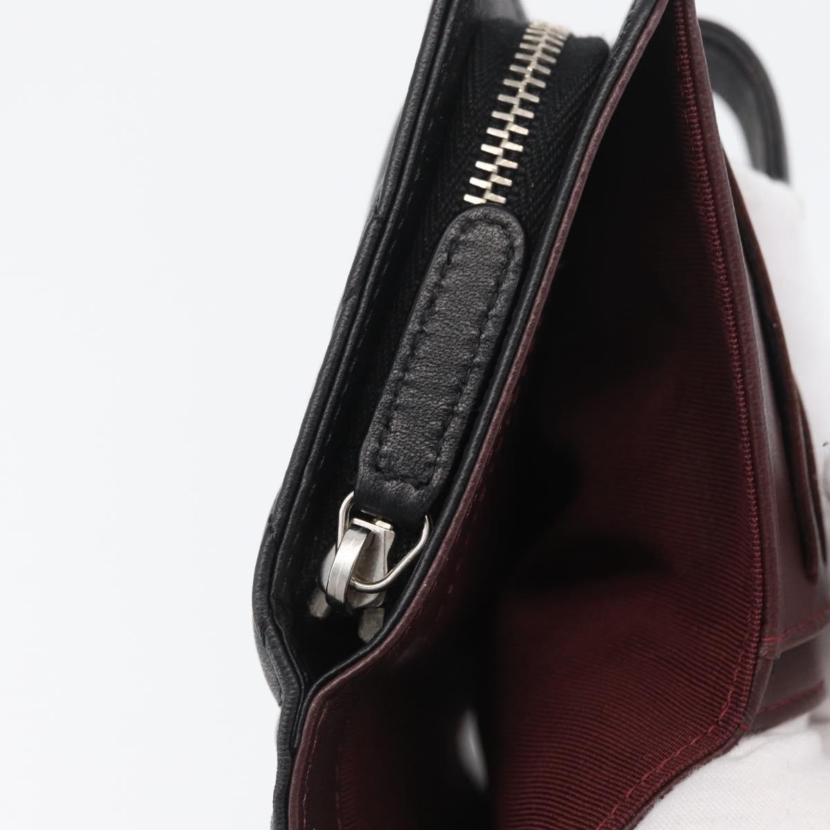 CHANEL Matelasse Bifold Wallet Lamb Skin Black Silver CC Auth 173017SAV