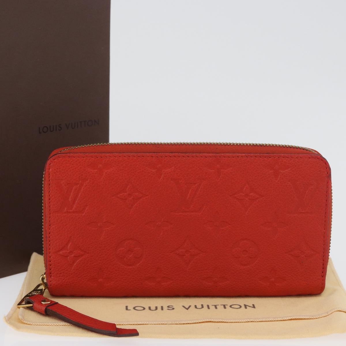 LOUIS VUITTON Monogram Empreinte Zippy Long Wallet Orange M60775 LV Auth 173020V